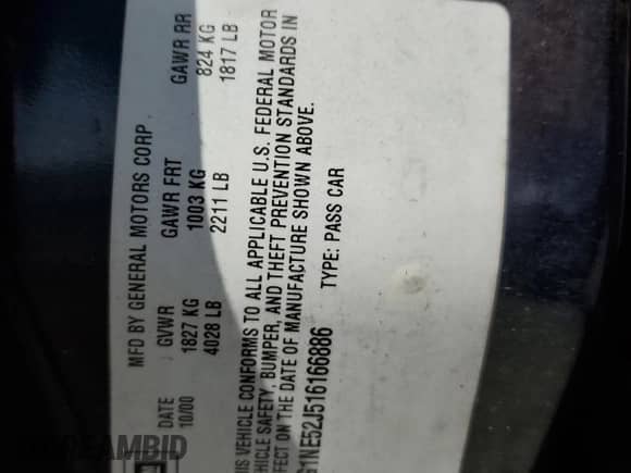 2001 Chevrolet Malibu LS с VIN 1G1NE52J516166886, выставлен на аукционе Copart как лот 62367915 с пробегом 393 495 миль миль и Списание • Salvage title. История ставок и продаж доступна на DreamBid. Изображение 12.