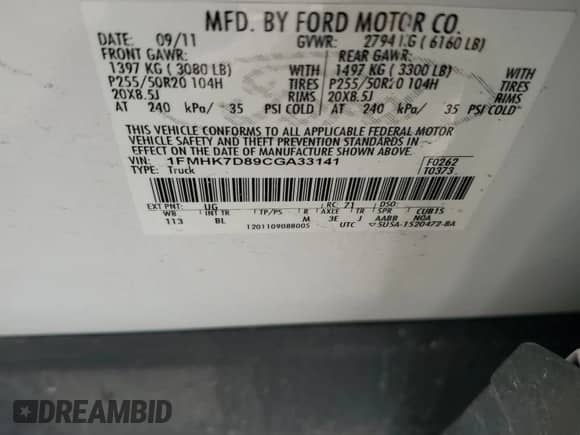 2012 Ford Explorer XLT z VIN 1FMHK7D89CGA33141, wystawiony jako Copart lot #53867915 z przebiegiem 204 737 mil mil oraz Szkoda całkowita • Salvage title. Historia ofert i sprzedaży dostępna na DreamBid. Obrazek 13.