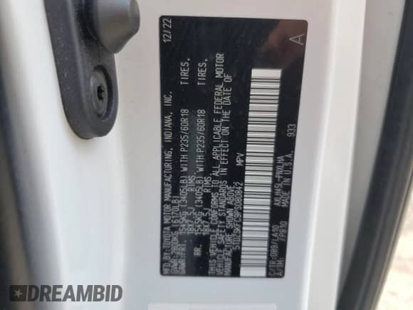 2023 Toyota Sienna Limited с VIN 5TDZSKFC9PS080842, выставлен на аукционе Copart как лот 59205595 с пробегом 40 598 миль миль и Списание • Salvage title. История ставок и продаж доступна на DreamBid. Изображение 13.