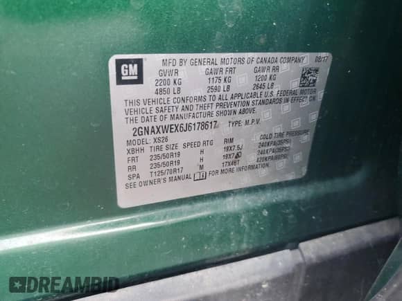 2018 Chevrolet Equinox Premier with VIN 2GNAXWEX6J6178617, listed as a Copart auction lot 64485645 with 55,987 mi miles and Salvage title. Bid and sale history available at DreamBid. Image 13.