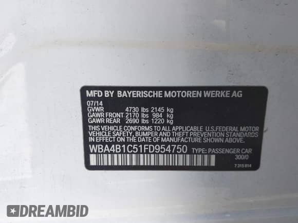 2015 BMW 4 Series 435i с VIN WBA4B1C51FD954750, выставлен на аукционе IAAI как лот 43394861 с пробегом 169 207 миль миль и . История ставок и продаж доступна на DreamBid. Изображение 9.