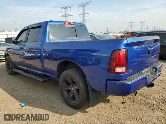 2017 Ram 1500 Sport with VIN 1C6RR7UT5HS647043, listed as a Copart auction lot 58411405 with 62,874 mi miles and Salvage title. Bid and sale history available at DreamBid. Image 2.