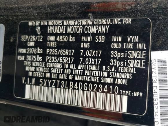 2013 Hyundai Santa Fe Sport с VIN 5XYZT3LB4DG023410, выставлен на аукционе Copart как лот 84740725 с пробегом 102 770 миль миль и Чистый • Clean title. История ставок и продаж доступна на DreamBid. Изображение 13.