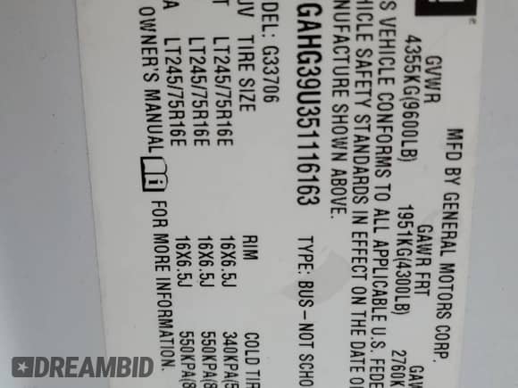 2005 Chevrolet Express Passenger с VIN 1GAHG39U351116163, выставлен на аукционе Copart как лот 51605745 с пробегом 139 372 миль миль и Чистый • Clean title. История ставок и продаж доступна на DreamBid. Изображение 12.