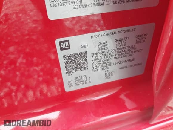 2023 Chevrolet Silverado 1500 RST с VIN 1GCPADED5PZ247986, выставлен на аукционе IAAI как лот 43103053 с пробегом 52 972 миль миль и . История ставок и продаж доступна на DreamBid. Изображение 9.