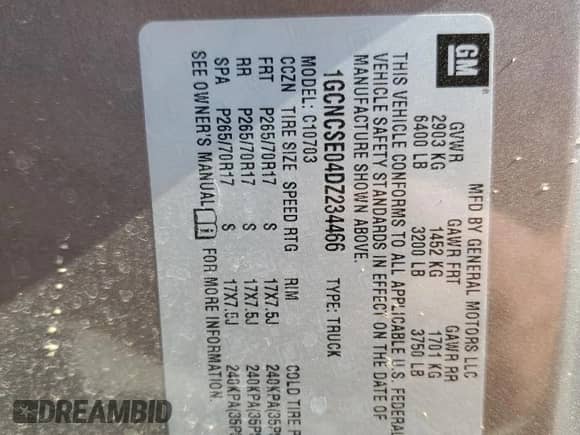 2013 Chevrolet Silverado 1500 LT z VIN 1GCNCSE04DZ234466, wystawiony jako Copart lot #65396985 z przebiegiem 83 897 mil mil oraz Szkoda całkowita • Salvage title. Historia ofert i sprzedaży dostępna na DreamBid. Obrazek 12.