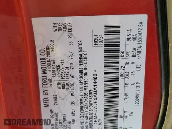 2010 Ford Explorer XLT с VIN 1FMEU7DE0AUA14480, выставлен на аукционе Copart как лот 82206755 с пробегом 218 969 миль миль и Списание • Salvage title. История ставок и продаж доступна на DreamBid. Изображение 13.