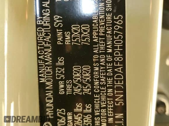 2023 Hyundai Santa Cruz Limited с VIN 5NTJEDAF8PH057965, выставлен на аукционе Copart как лот 66946344 с пробегом 24 467 миль миль и Списание • Salvage title. История ставок и продаж доступна на DreamBid. Изображение 13.