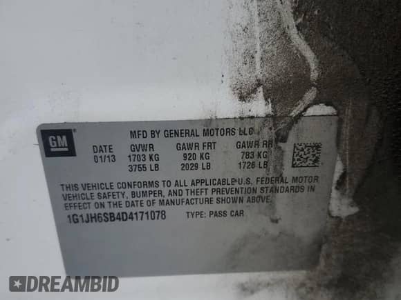 2013 Chevrolet Sonic RS z VIN 1G1JH6SB4D4171078, wystawiony jako Copart lot #45724575 z przebiegiem 146 219 mil mil oraz Szkoda całkowita • Salvage title. Historia ofert i sprzedaży dostępna na DreamBid. Obrazek 13.