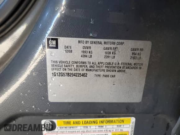 2009 Chevrolet Malibu 1LS with VIN 1G1ZG57B294225462, listed as a Copart auction lot 84481155 with 79,400 mi miles and Salvage title. Bid and sale history available at DreamBid. Image 12.