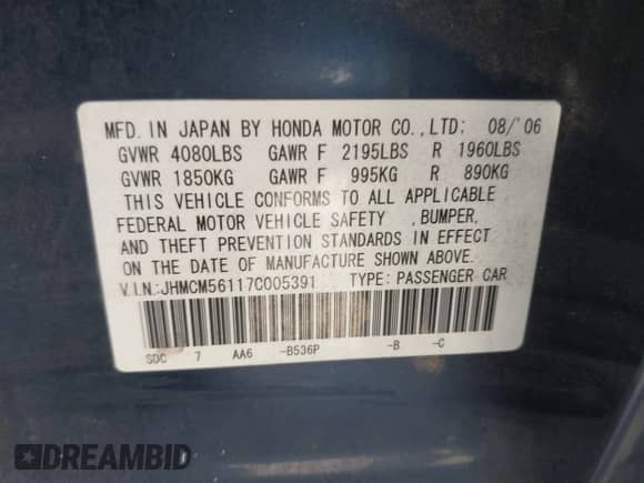 2007 Honda Accord VP с VIN JHMCM56117C005391, выставлен на аукционе IAAI как лот 42885369 с пробегом 123 217 миль миль и . История ставок и продаж доступна на DreamBid. Изображение 9.