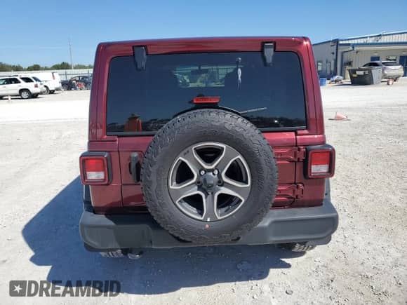 2021 Jeep Wrangler Unlimited Willys Sport with VIN 1C4HJXDG8MW582450, listed as a Copart auction lot 46642975 with 73,225 mi miles and Salvage title. Bid and sale history available at DreamBid. Image 6.