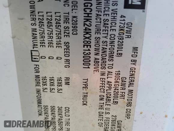 2008 Chevrolet Silverado 2500HD Work Truck z VIN 1GCHK24KX8E130001, wystawiony jako Copart lot #71122985 z przebiegiem 194 200 mil mil oraz Czysty tytuł • Clean title. Historia ofert i sprzedaży dostępna na DreamBid. Obrazek 12.