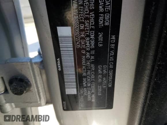 2009 Volvo S60 2.5T с VIN YV1RS592X92727435, выставлен на аукционе Copart как лот 81944285 с пробегом 208 291 миль миль и Списание • Salvage title. История ставок и продаж доступна на DreamBid. Изображение 12.