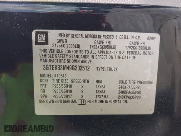 2009 GMC Sierra 1500 SLT with VIN 3GTEK33M49G202512, listed as a IAAI auction lot 42752111 with 166,671 mi miles and . Bid and sale history available at DreamBid. Image 9.