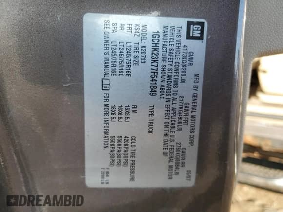 2007 Chevrolet Silverado 2500HD 1LT с VIN 1GCHK23K77F541849, выставлен на аукционе Copart как лот 50536725 с пробегом 172 136 миль миль и Чистый • Clean title. История ставок и продаж доступна на DreamBid. Изображение 14.