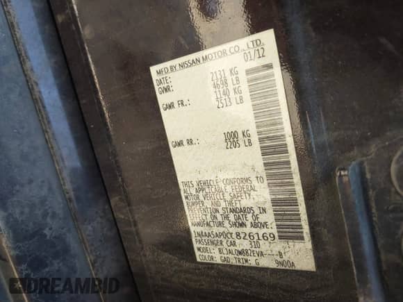 2012 Nissan Maxima SV z VIN 1N4AA5AP0CC826169, wystawiony jako IAAI lot #42545822 z przebiegiem 142 480 mil mil oraz . Historia ofert i sprzedaży dostępna na DreamBid. Obrazek 9.