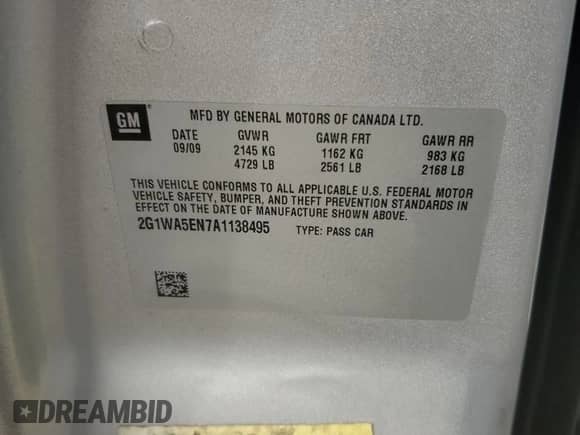 2010 Chevrolet Impala LS с VIN 2G1WA5EN7A1138495, выставлен на аукционе Copart как лот 84389545 с пробегом 178 305 миль миль и Списание • Salvage title. История ставок и продаж доступна на DreamBid. Изображение 12.