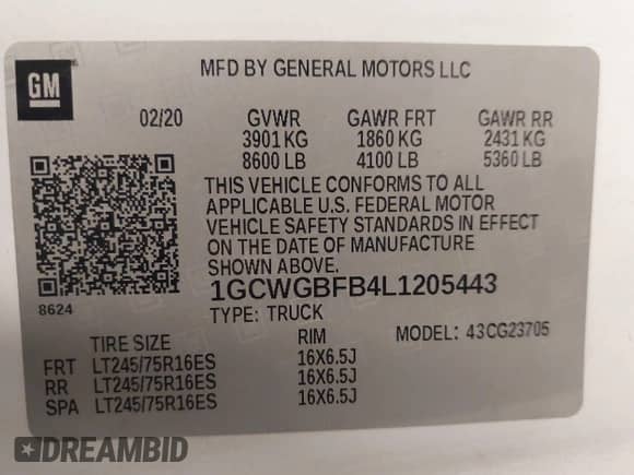 2020 Chevrolet Express Cargo с VIN 1GCWGBFB4L1205443, выставлен на аукционе IAAI как лот 41612714 с пробегом 87 883 миль миль и . История ставок и продаж доступна на DreamBid. Изображение 9.