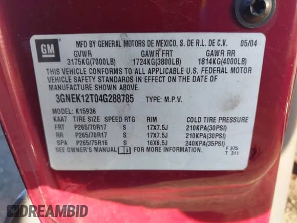 2004 Chevrolet Avalanche с VIN 3GNEK12T04G288785, выставлен на аукционе IAAI как лот 43187107 с пробегом 151 482 миль миль и . История ставок и продаж доступна на DreamBid. Изображение 9.