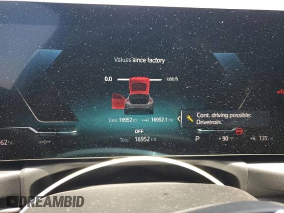 2023 BMW i4 eDrive35 with VIN WBY43AW0XPFR19726, listed as a Copart auction lot 64955865 with 16,952 mi miles and Salvage title. Bid and sale history available at DreamBid. Image 9.