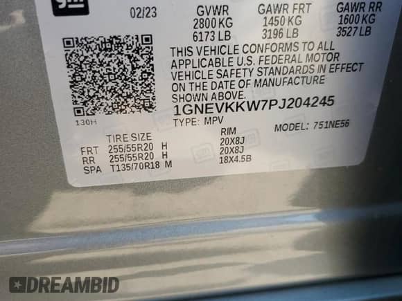 2023 Chevrolet Traverse Premier с VIN 1GNEVKKW7PJ204245, выставлен на аукционе Copart как лот 66891705 с пробегом 60 519 миль миль и Списание • Salvage title. История ставок и продаж доступна на DreamBid. Изображение 14.