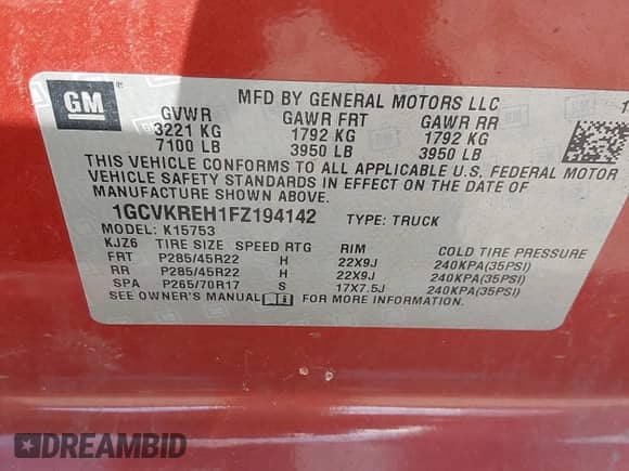 2015 Chevrolet Silverado 1500 LT z VIN 1GCVKREH1FZ194142, wystawiony jako IAAI lot #43016369 z przebiegiem 213 511 mil mil oraz . Historia ofert i sprzedaży dostępna na DreamBid. Obrazek 9.