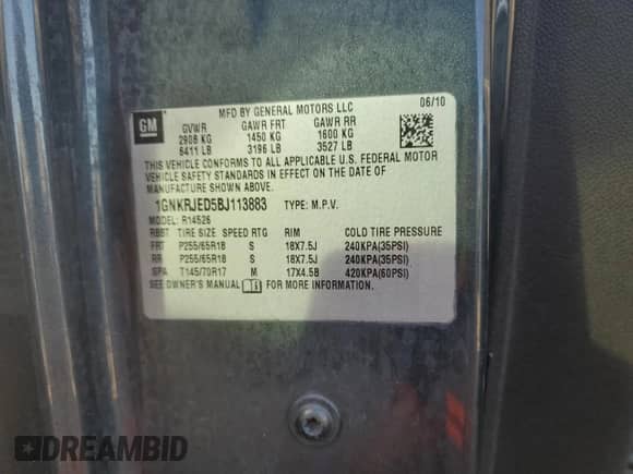 2011 Chevrolet Traverse 2LT z VIN 1GNKRJED5BJ113883, wystawiony jako Copart lot #71018725 z przebiegiem 211 554 mil mil oraz Szkoda całkowita • Salvage title. Historia ofert i sprzedaży dostępna na DreamBid. Obrazek 12.