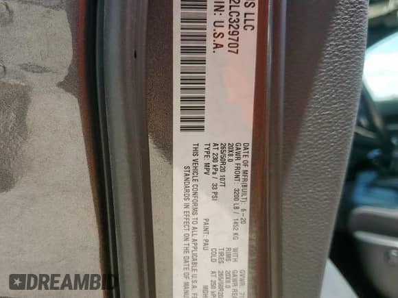 2020 Dodge Durango R/T with VIN 1C4SDHCT2LC329707, listed as a Copart auction lot 65812905 with 67,035 mi miles and Salvage title. Bid and sale history available at DreamBid. Image 13.