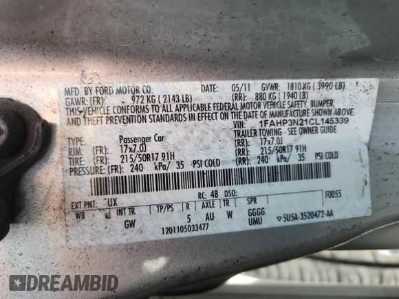 2012 Ford Focus Titanium с VIN 1FAHP3N21CL145339, выставлен на аукционе Copart как лот 80813695 с пробегом 112 145 миль миль и Списание • Salvage title. История ставок и продаж доступна на DreamBid. Изображение 13.