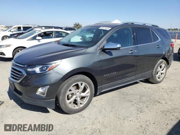 2018 Chevrolet Equinox Premier with VIN 3GNAXMEV4JS596467, listed as a Copart auction lot 65011435 with 108,104 mi miles and Salvage title. Bid and sale history available at DreamBid. Image 1.