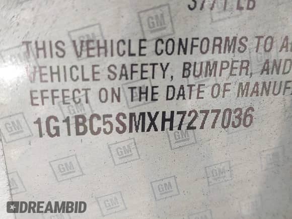 2017 Chevrolet Cruze LS z VIN 1G1BC5SMXH7277036, wystawiony jako IAAI lot #43484591 z przebiegiem 141 941 mil mil oraz . Historia ofert i sprzedaży dostępna na DreamBid. Obrazek 9.