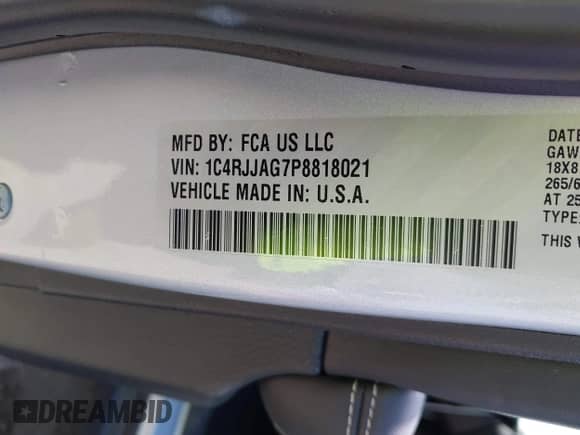 2023 Jeep Grand Cherokee Laredo z VIN 1C4RJJAG7P8818021, wystawiony jako IAAI lot #42735525 z przebiegiem 49 029 mil mil oraz . Historia ofert i sprzedaży dostępna na DreamBid. Obrazek 9.