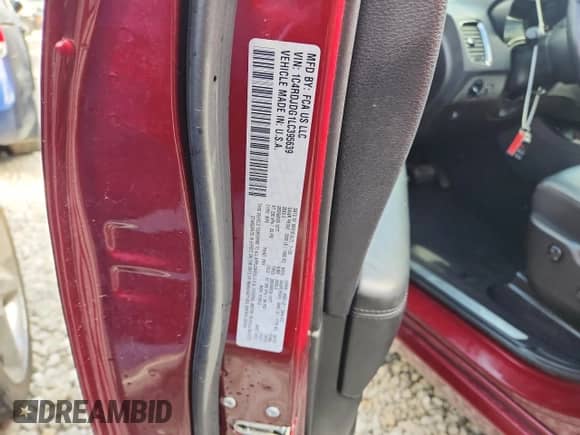 2020 Dodge Durango GT Plus with VIN 1C4RDJDG1LC395639, listed as a Copart auction lot 69881805 with 70,548 mi miles and Non repairable. Bid and sale history available at DreamBid. Image 14.