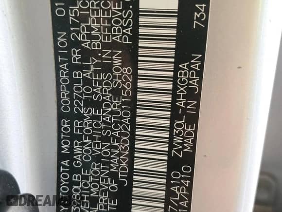 2010 Toyota Prius II с VIN JTDKN3DU2A0115628, выставлен на аукционе Copart как лот 43073925 с пробегом 226 964 миль миль и Списание • Salvage title. История ставок и продаж доступна на DreamBid. Изображение 12.