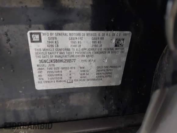 2017 Chevrolet Trax LS с VIN 3GNCJKSB8HL290577, выставлен на аукционе IAAI как лот 43387187 с пробегом 69 977 миль миль и . История ставок и продаж доступна на DreamBid. Изображение 9.