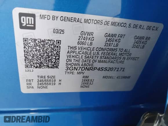 2025 Chevrolet Equinox EV LT2 с VIN 3GN7DNRP4SS207171, выставлен на аукционе IAAI как лот 42954654 с пробегом 2 400 миль миль и . История ставок и продаж доступна на DreamBid. Изображение 9.