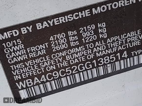 2016 BMW 4 Series 428i xDrive с VIN WBA4C9C52GG138514, выставлен на аукционе IAAI как лот 42646813 с пробегом 71 824 миль миль и . История ставок и продаж доступна на DreamBid. Изображение 9.