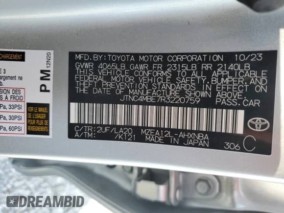 2024 Toyota Corolla XSE z VIN JTNC4MBE7R3220759, wystawiony jako Copart lot #59930815 z przebiegiem 18 691 mil mil oraz Szkoda całkowita • Salvage title. Historia ofert i sprzedaży dostępna na DreamBid. Obrazek 13.