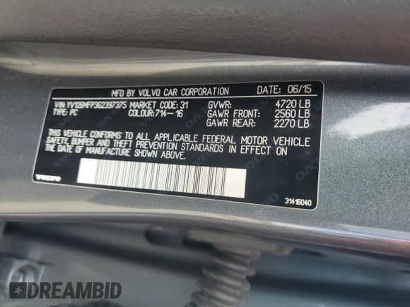 2016 Volvo S60 T5 Drive-E R-Design Special Edition с VIN YV126MFP3G2397375, выставлен на аукционе Copart как лот 81225405 с пробегом 141 569 миль миль и На запчасти • Non repairable. История ставок и продаж доступна на DreamBid. Изображение 12.