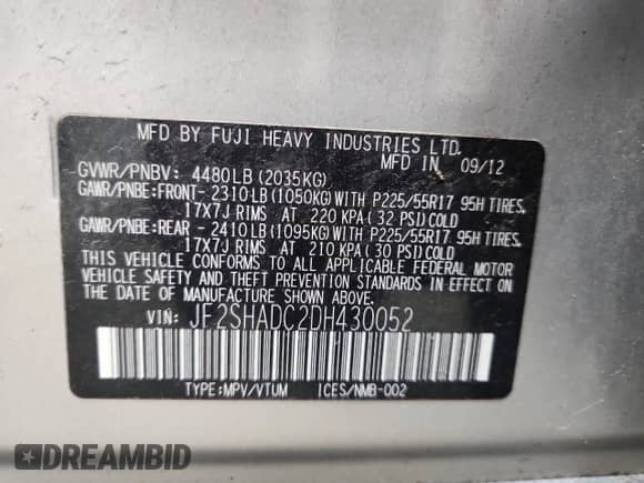 2013 Subaru Forester X Premium z VIN JF2SHADC2DH430052, wystawiony jako Copart lot #86637035 z przebiegiem 180 652 mil mil oraz Czysty tytuł • Clean title. Historia ofert i sprzedaży dostępna na DreamBid. Obrazek 13.