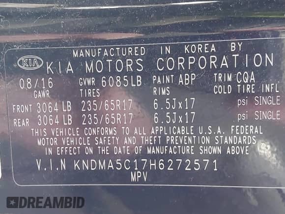 2017 Kia Sedona L с VIN KNDMA5C17H6272571, выставлен на аукционе IAAI как лот 43457024 с пробегом 205 090 миль миль и . История ставок и продаж доступна на DreamBid. Изображение 9.