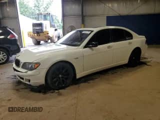 2007 BMW 7 Series 750i with VIN WBAHL83547DT08658, listed as a Copart auction lot 64350175 with 205,826 mi miles and Salvage title. Bid and sale history available at DreamBid. Image 1.