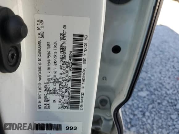 2021 Toyota Tacoma SR5 with VIN 3TYAZ5CN6MT005354, listed as a Copart auction lot 70816115 with 144,733 mi miles and Salvage title. Bid and sale history available at DreamBid. Image 12.