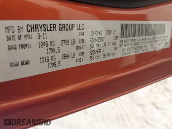 2011 Dodge Journey Mainstreet with VIN 3D4PG1FG6BT538294, listed as a IAAI auction lot 43143618 with 221,016 mi miles and . Bid and sale history available at DreamBid. Image 9.