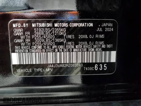 2024 Mitsubishi Outlander SE с VIN JA4J3VA82RZ082040, выставлен на аукционе Copart как лот 90274185 с пробегом 31 690 миль миль и Чистый • Clean title. История ставок и продаж доступна на DreamBid. Изображение 14.