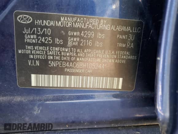 2011 Hyundai Sonata GLS z VIN 5NPEB4AC6BH105244, wystawiony jako Copart lot #81607445 z przebiegiem 149 453 mil mil oraz Czysty tytuł • Clean title. Historia ofert i sprzedaży dostępna na DreamBid. Obrazek 12.