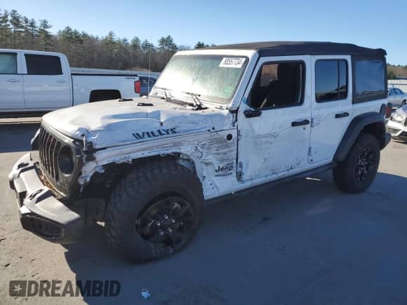 2022 Jeep Wrangler Unlimited Willys z VIN 1C4HJXDM7NW272815, wystawiony jako Copart lot #80557734 z przebiegiem Nie podano mil oraz Czysty tytuł • Clean title. Historia ofert i sprzedaży dostępna na DreamBid. Obrazek 1.