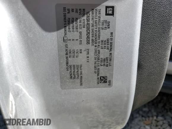 2012 Chevrolet Tahoe Commercial с VIN 1GNSK4E08CR245395, выставлен на аукционе Copart как лот 65290375 с пробегом 91 524 миль миль и Списание • Salvage title. История ставок и продаж доступна на DreamBid. Изображение 13.