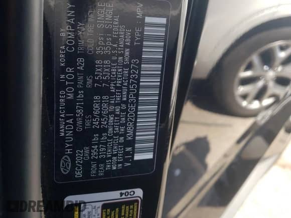 2023 Hyundai Palisade SEL с VIN KM8R2DGE3PU573273, выставлен на аукционе Copart как лот 63050405 с пробегом 25 642 миль миль и Списание • Salvage title. История ставок и продаж доступна на DreamBid. Изображение 14.